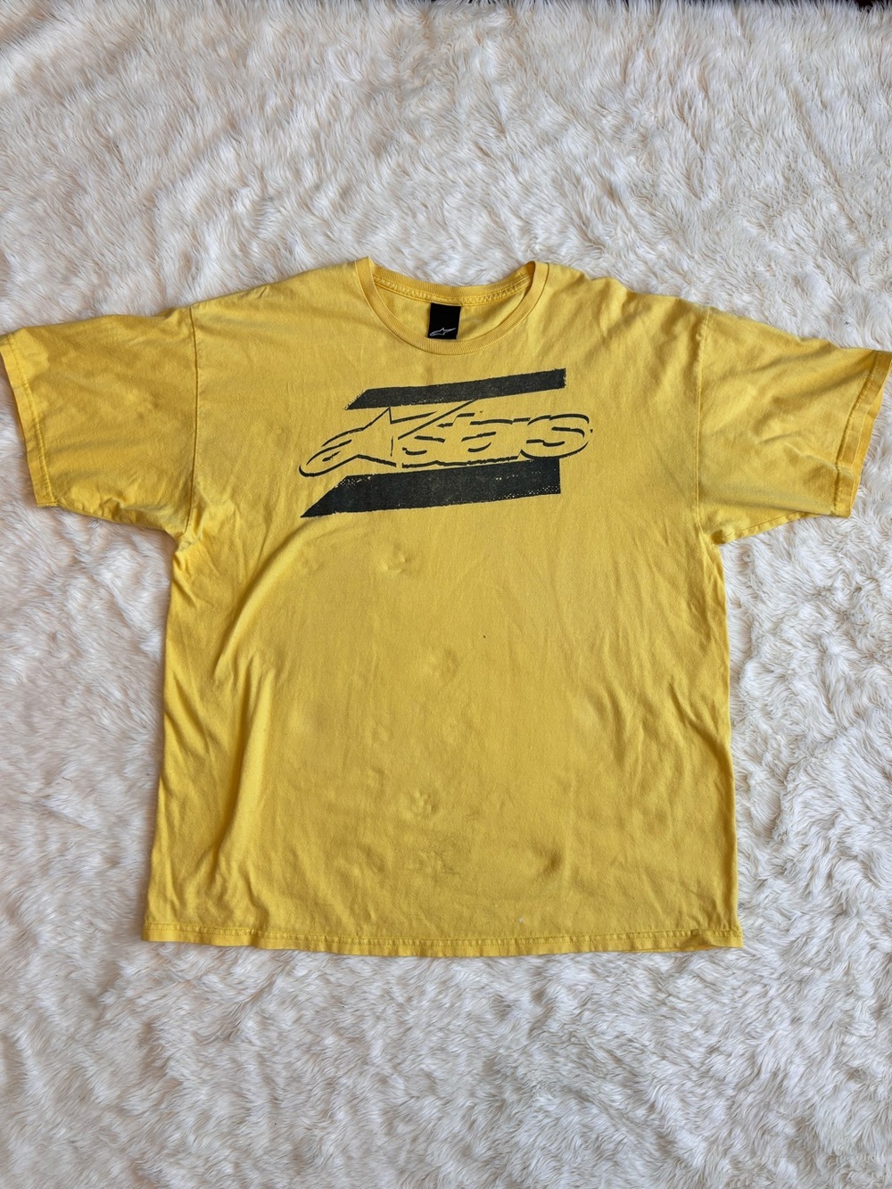 Alpinestars Yellow Short Sleeve Logo Graphic T Shirt Mens XL Motocross Y2K